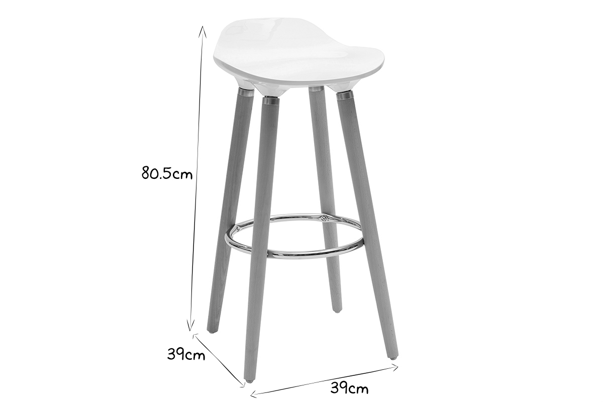 Tabourets de bar scandinaves blancs (lot de 2) GILDA