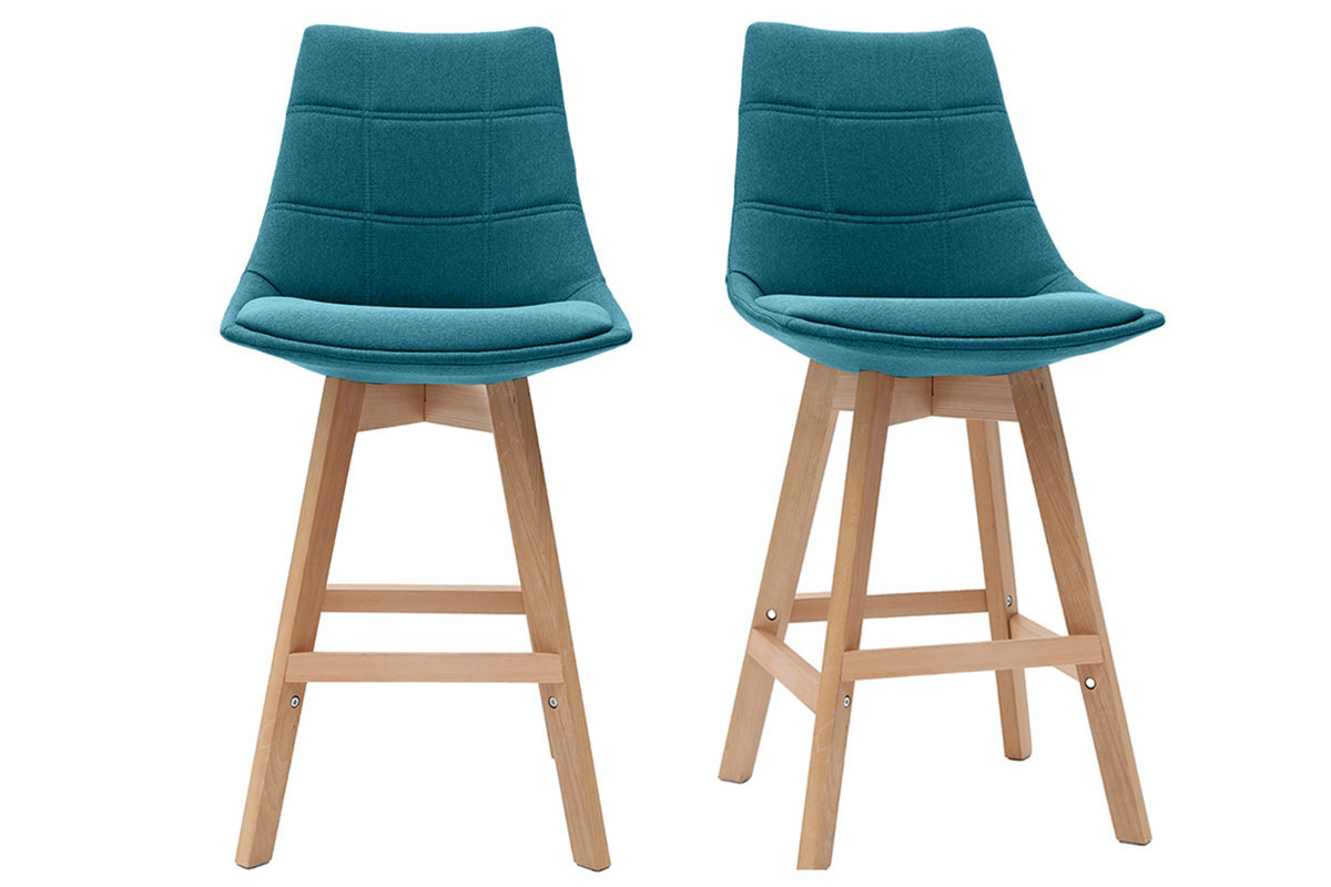 Tabourets de bar scandinaves bleu canard 65 cm (lot de 2) MATILDE