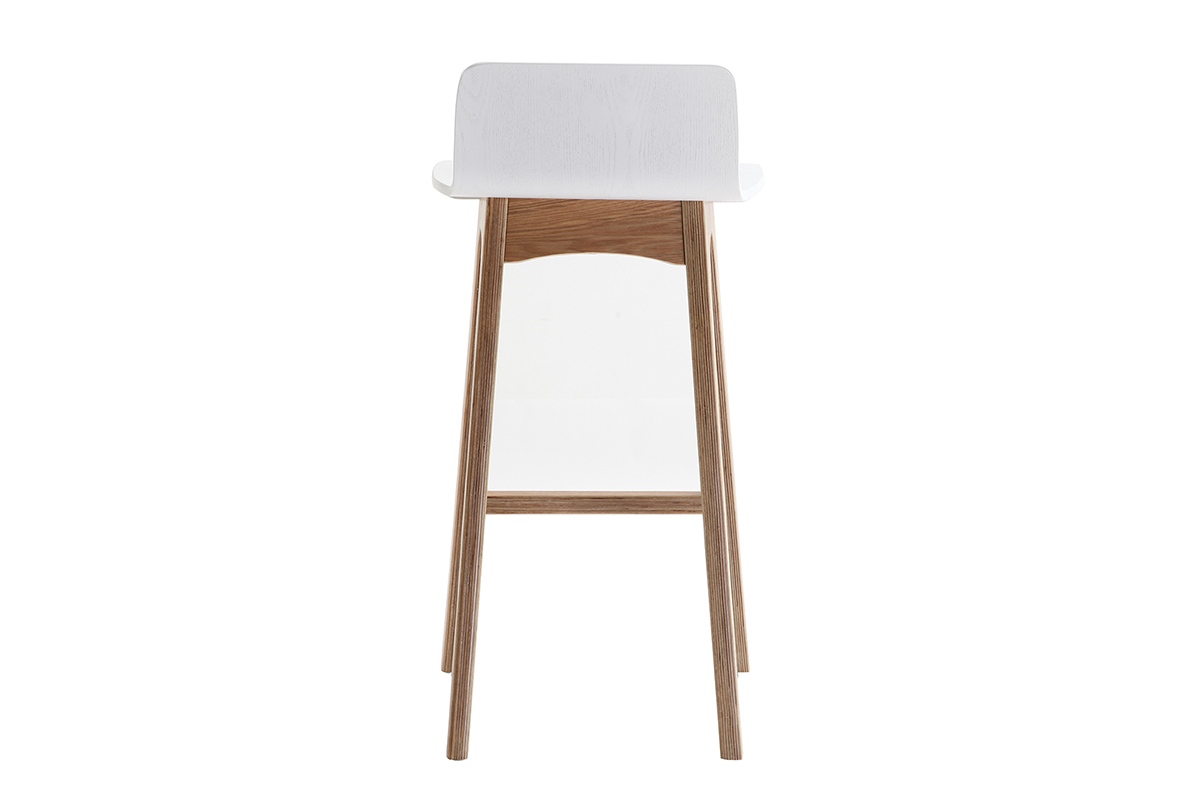 Tabourets de bar scandinaves bois clair et blanc H65 cm (lot de 2) BALTIK