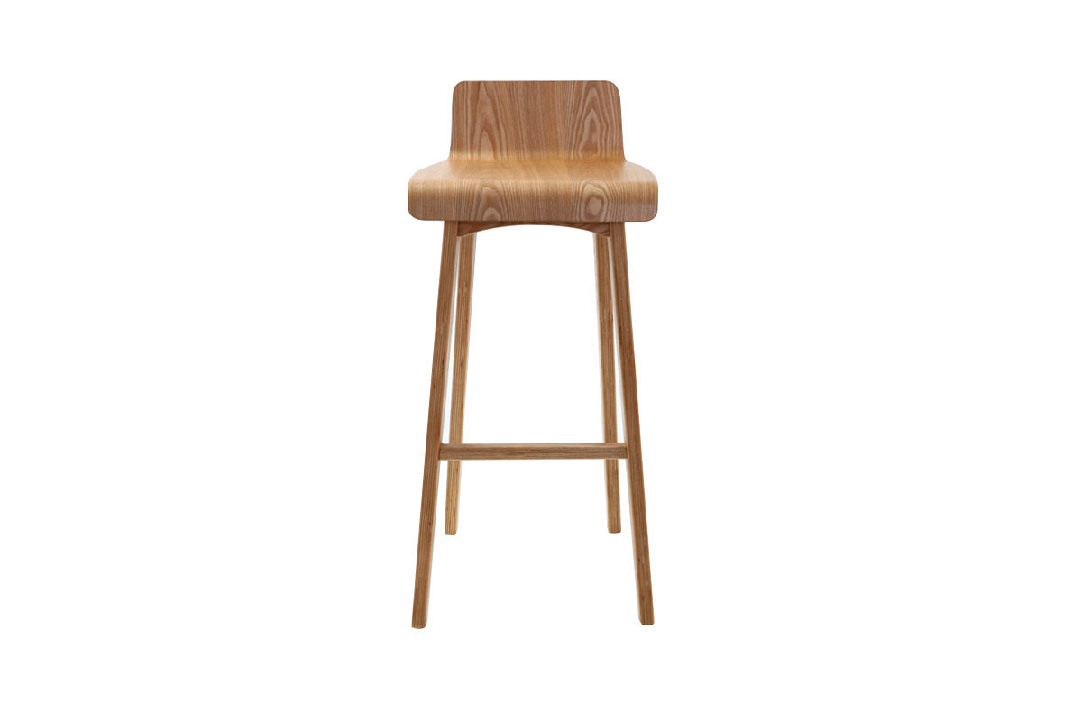 Tabourets de bar scandinaves en bois clair H75 cm (lot de 2) BALTIK