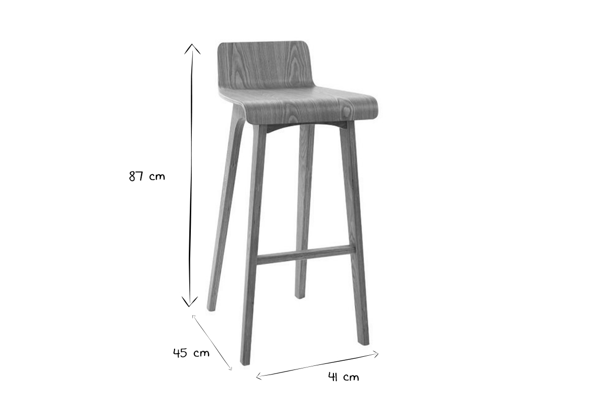 Tabourets de bar scandinaves en bois clair H75 cm (lot de 2) BALTIK