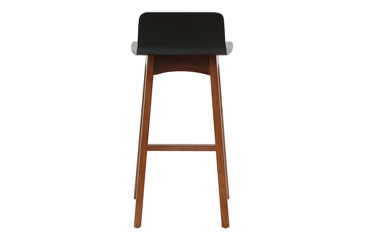 Tabourets de bar scandinaves noyer et noir H65 cm (lot de 2) BALTIK