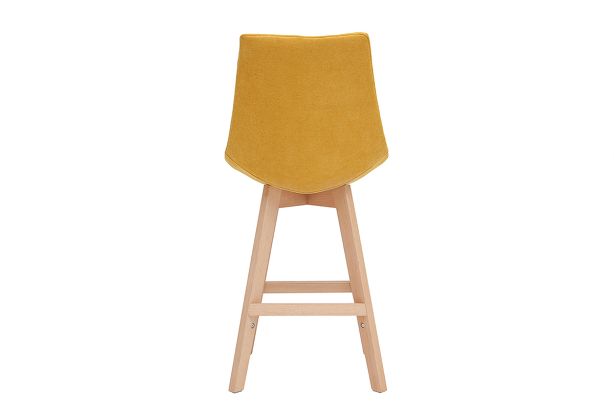 Tabourets de bar scandinaves tissu effet velours jaune moutarde 65 cm (lot de 2) MATILDE