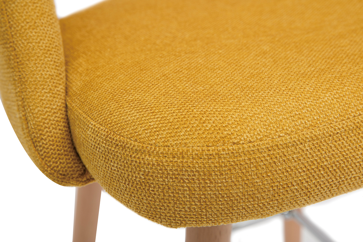 Tabourets de bar scandinaves tissu effet velours textur jaune moutarde et hva massif 65 cm (lot de 2) COSETTE