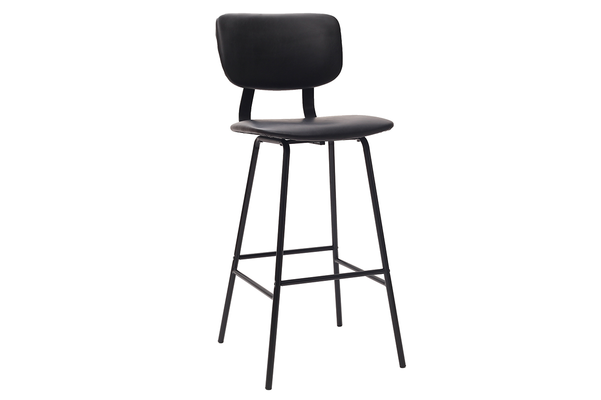 Tabourets de bar vintage noirs avec pieds mtal 75 cm (lot de 2) LAB