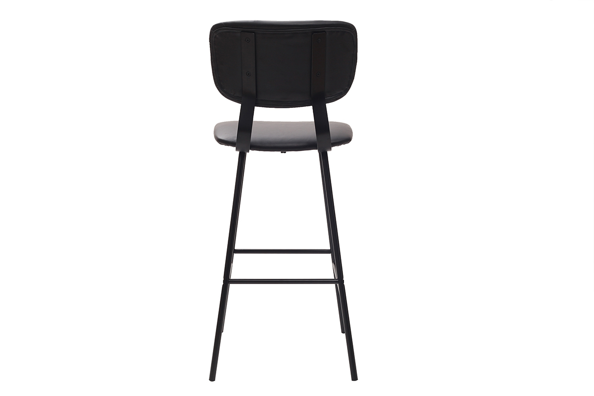 Tabourets de bar vintage noirs avec pieds mtal 75 cm (lot de 2) LAB