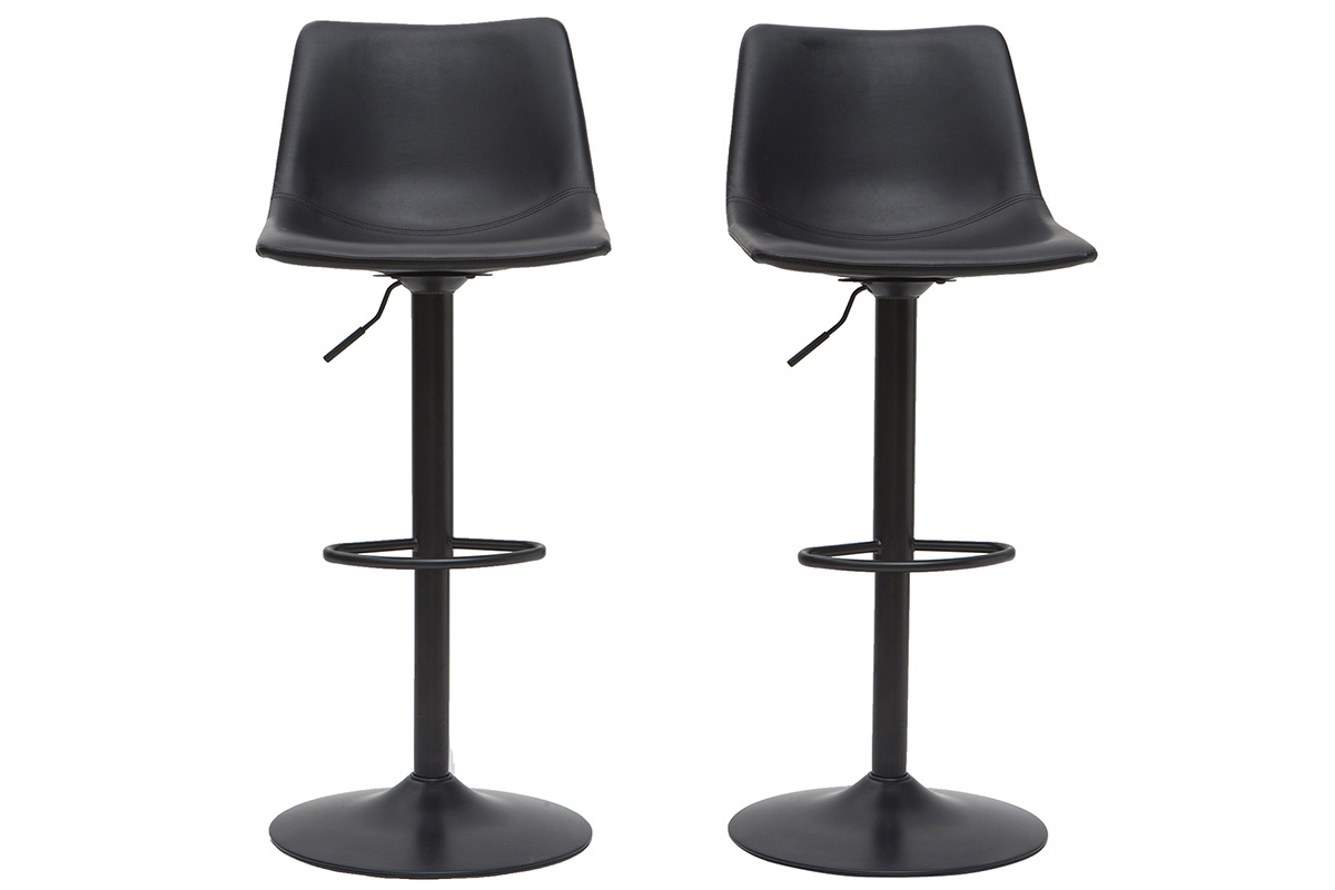 Tabourets de bar vintage rglables pivotants noirs (lot de 2) NEW ROCK