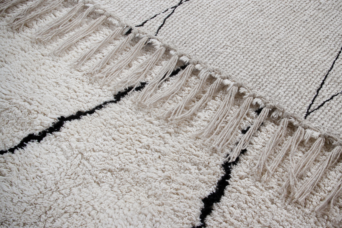 Tapis berbre  franges en coton cru 160 x 230cm HODNA