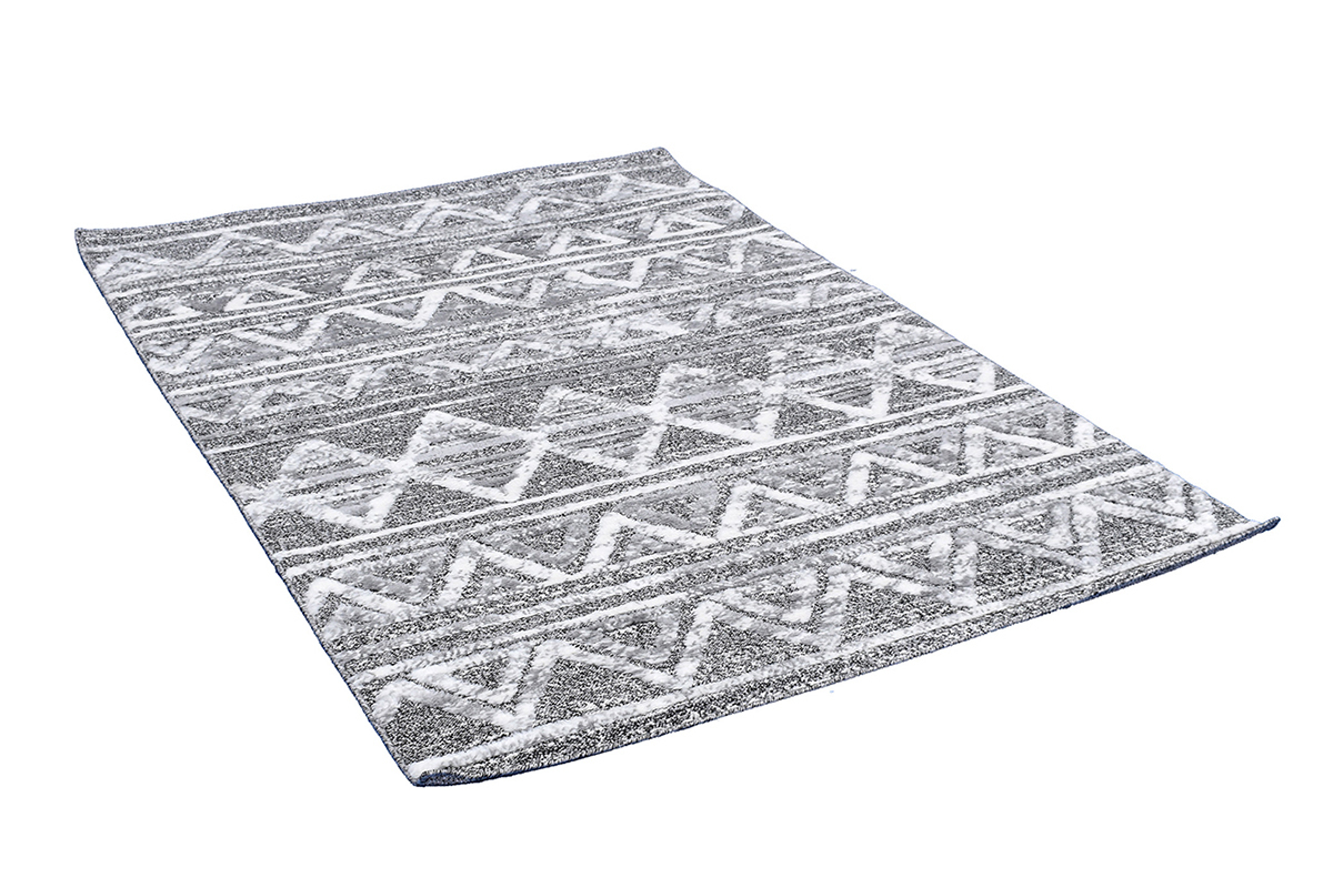 Tapis berbere avec motifs en relief blanc et gris 160 x 230 cm ERGA