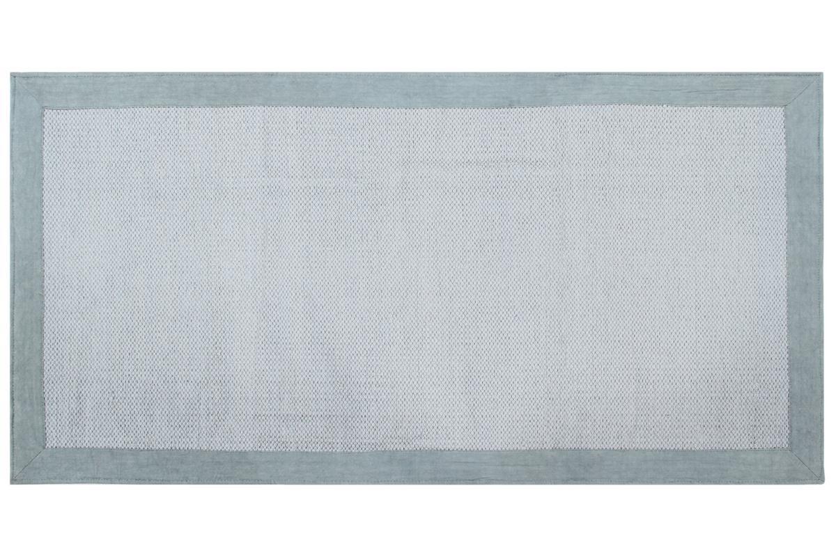 Tapis de couloir en coton bleu perle 60 x 200 cm ASTER