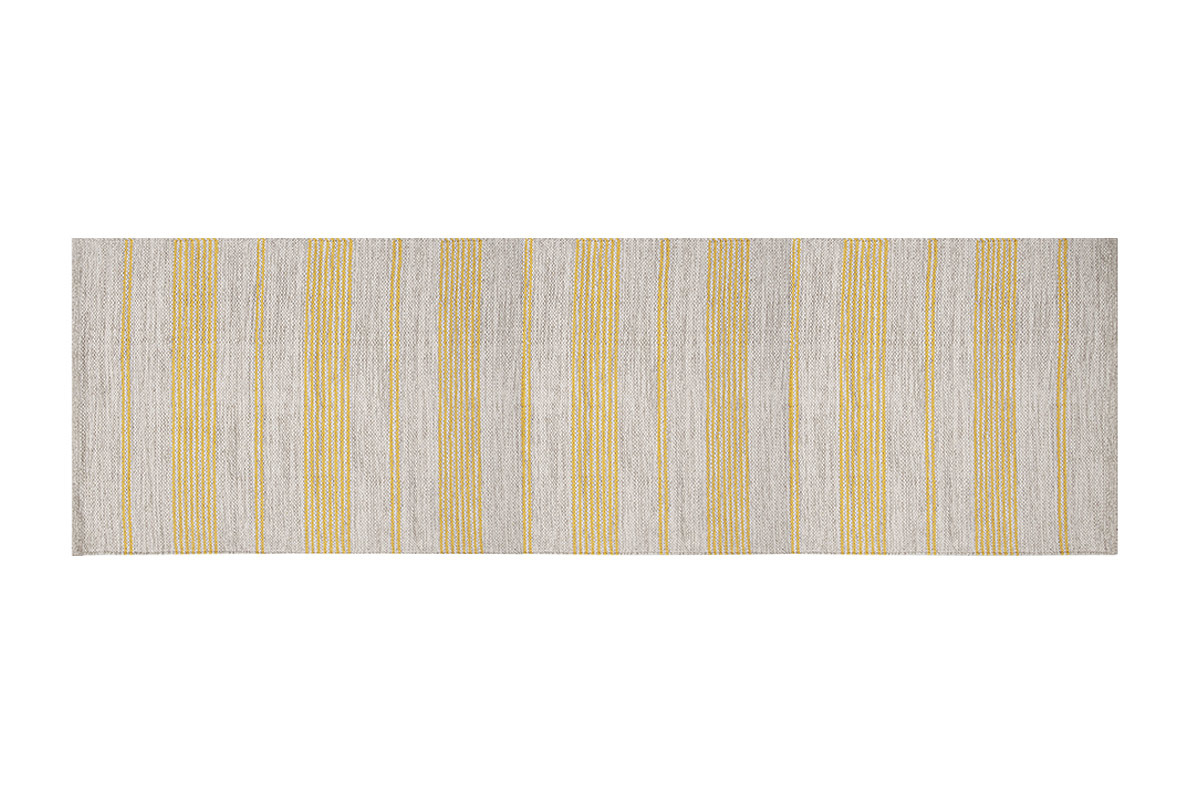 Tapis de couloir en coton jaune et beige 60 x 200 cm CABOURG