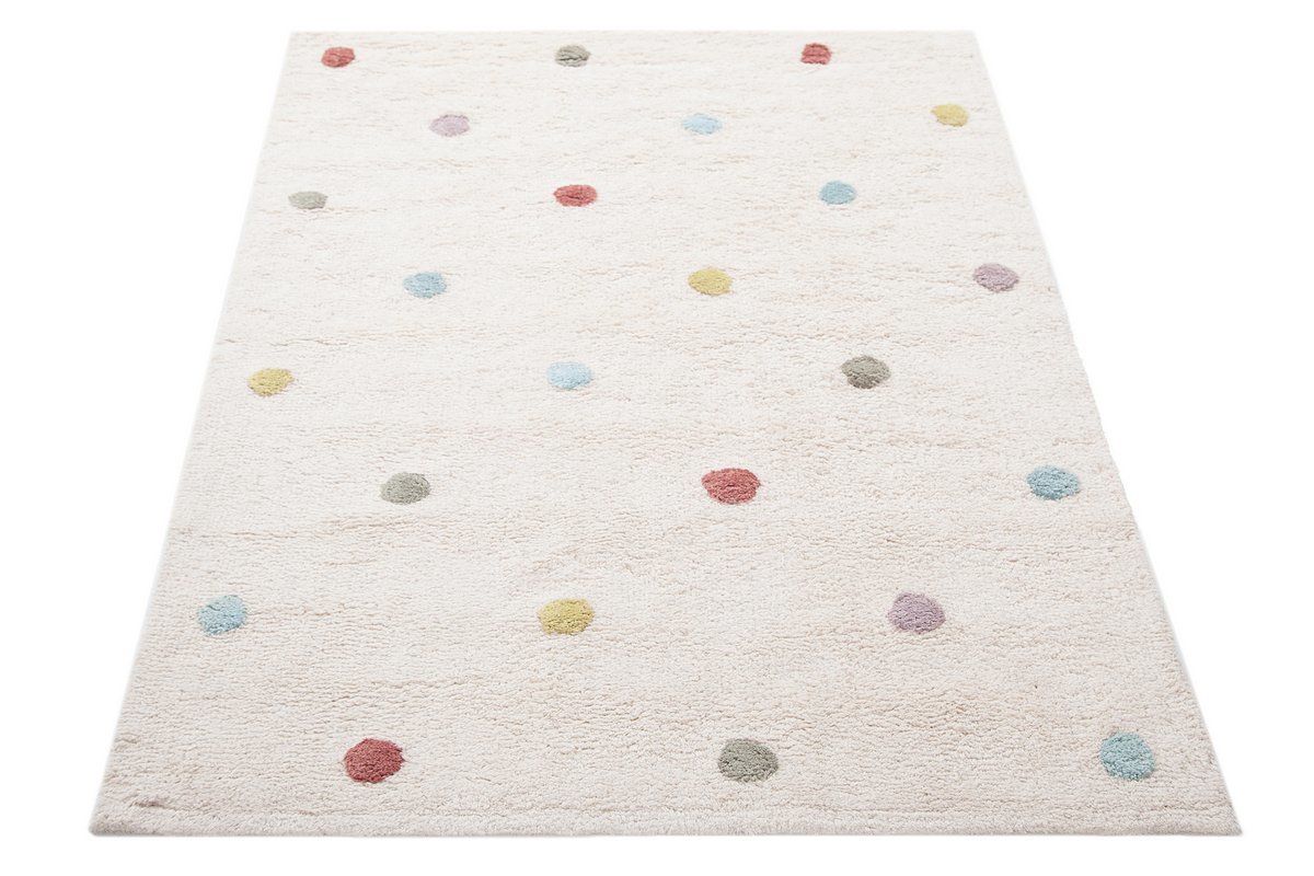 Tapis enfant en coton beige motif pois multicolore 100 x 150 cm DADA