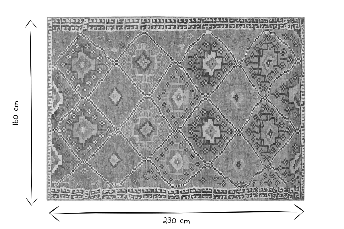 Tapis ethnique rose  motifs L160 x L230 cm ALEV