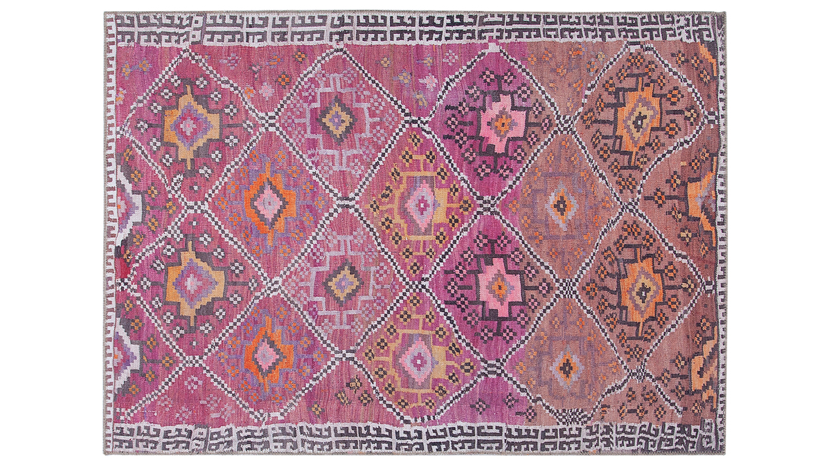 Tapis ethnique rose  motifs L160 x L230 cm ALEV