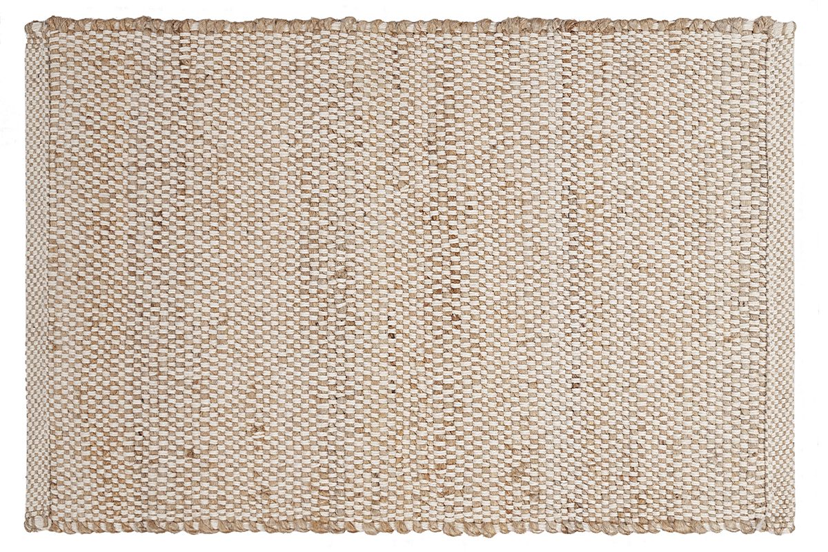 Tapis rectangulaire beige en jute et coton tisss L140 x L200 EFFIA