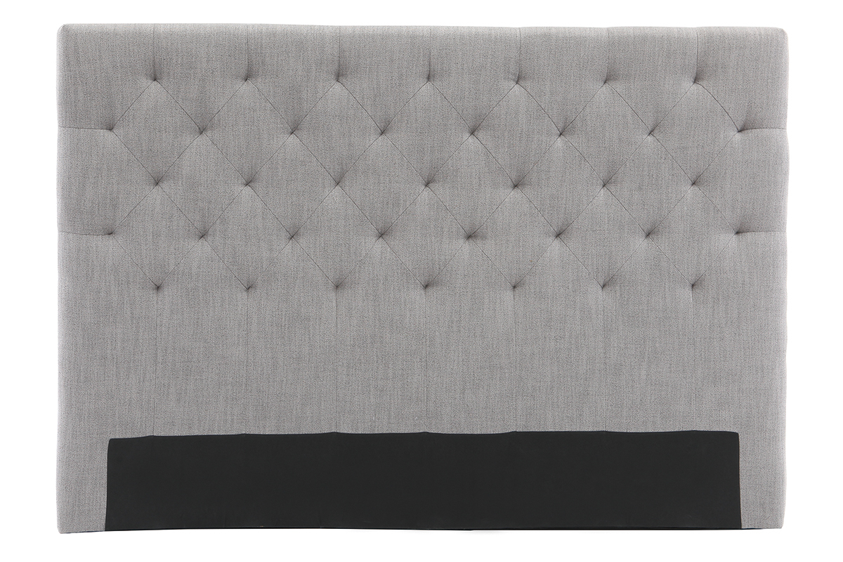 Tte de lit capitonne en tissu gris clair L160 cm ENGUERRAND